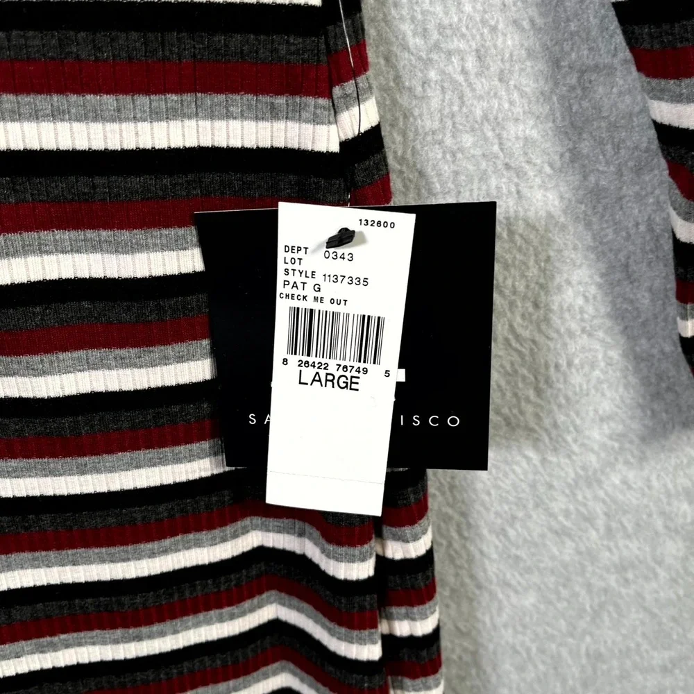 Womens‎ Sweater Dress Large Multicolor Horizontal Striped Ribbed Round Neck
